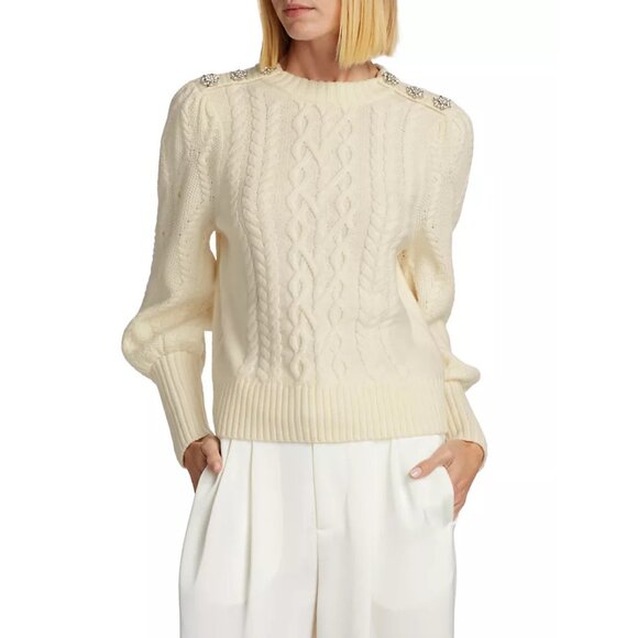NEW Generation Love Size L,  Womens Rylan Merino Wool Cable-Knit Sweater - Cream - Picture 3 of 7